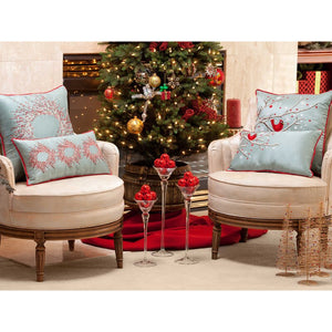 Holiday Cardinal on Snowy Branch Throw Pillow (SET OF 2)
