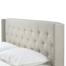Load image into Gallery viewer, Queen Beige Linen Holliston Tufted Upholstered Low Profile Standard Bed
