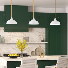 Load image into Gallery viewer, Matte White/Brass Hollon 1 - Light Single Dome Pendant Set of 2 pendants
