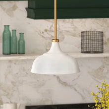 Load image into Gallery viewer, Matte White/Brass Hollon 1 - Light Single Dome Pendant Set of 2 pendants
