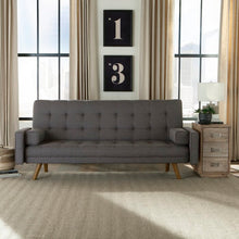 Load image into Gallery viewer, Twin 82&quot; Tufted Back Futon and Mattress in Gray #9562
