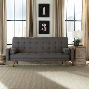 Twin 82" Tufted Back Futon and Mattress in Gray #9562