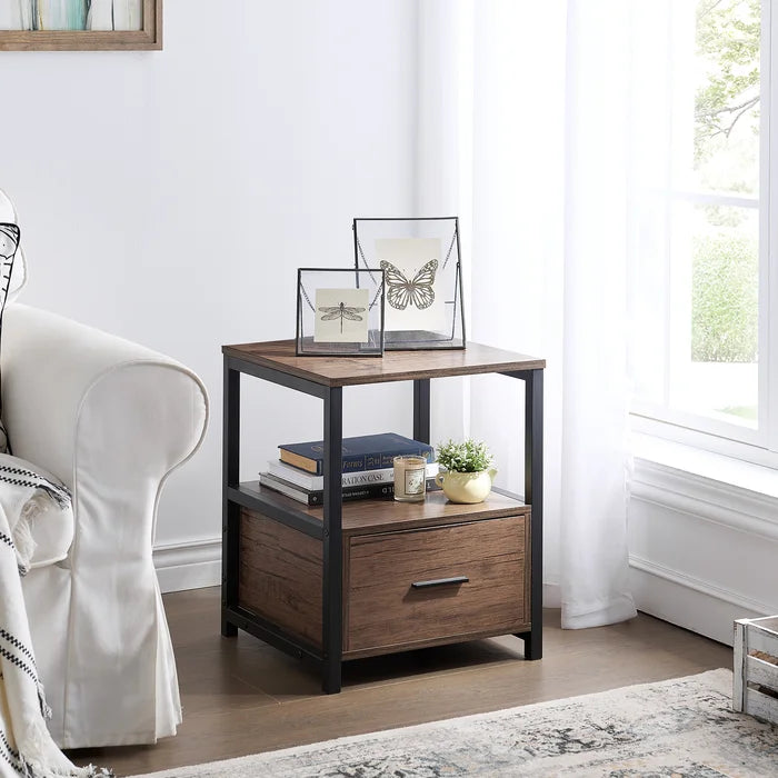 Holton Iron Nightstand, 22'' H x 17.7'' W x 17.7'' D