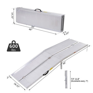 3" H x 96" W x 29" D Silver HomCom 2 in. Portable Ramp (Set of 2) MRM2399