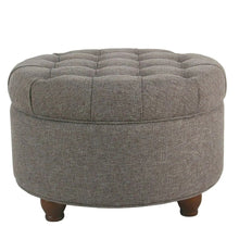 Load image into Gallery viewer, Copper Grove Lamentin Dark Grey Tufted Large Round Storage Ottoman

