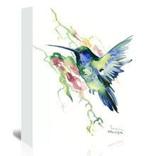 Load image into Gallery viewer, 14&quot; H x 11&quot; W x 1.25&quot; D Hummingbird Indigo by Suren Nersisyan - Wrapped Canvas Painting
