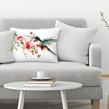 Load image into Gallery viewer, Hummingbird and Flowers Rectangular Pillow Cover &amp; Insert
