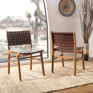 Cognac Hunter Leather Upholstered Side Chair (Set of 2)