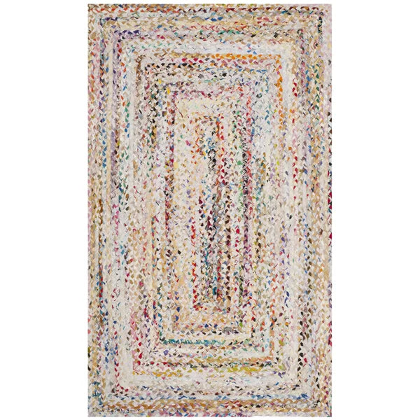 Hurst Abstract Handmade Handwoven Cotton Area Rug in Ivory/Multi 3' x 5' rectangle