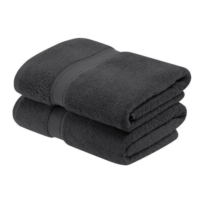 Charcoal Huson 800 GSM Egyptian-Quality Cotton Bath Towel Set (Set of 2)