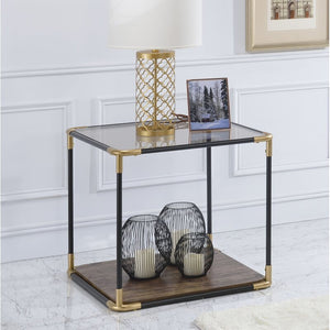 Hymes Glass Top Floor  Shelf End Table 1741AH