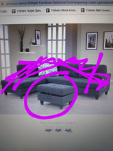 Load image into Gallery viewer, Grey storage ottoman

