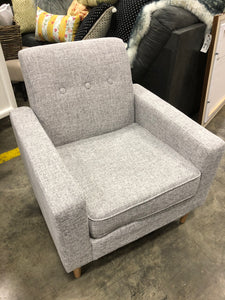 Gray Armchair with Wood Legs