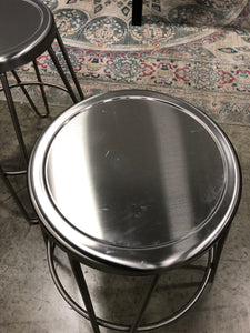 Set of 2 Avery Industrial Metal Counter Stool, Brushed Stainless Steel