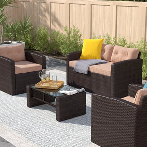 Guion 4 Piece Rattan Sofa Seating Group with Cushions