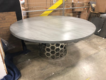 Load image into Gallery viewer, Gray round table with metal honeycomb base
