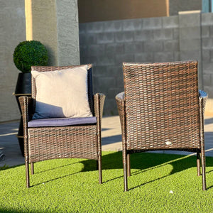 PHI VILLA Rattan Steel Cushioned Patio Outdoor Chairs, Set of 2