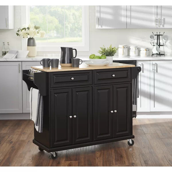 Idlewild 52'' Wide Rolling Kitchen Cart with Solid Wood Top