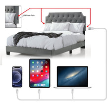 Load image into Gallery viewer, Queen Gray Idlewood Tufted Upholstered Low Profile Standard Bed MRM2459
