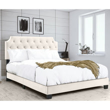 Load image into Gallery viewer, King Beige Idlewood Tufted Upholstered Low Profile Standard Bed
