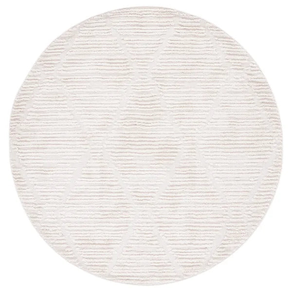 Idris Geometric Area Rug in Beige 5' round