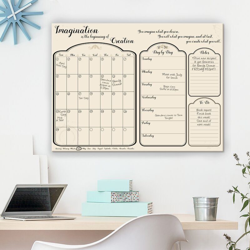 'Imagine' Monthly Wall Mounted Dry Erase Board 30 x 40 x 0.75