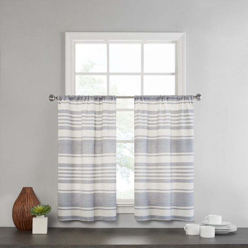 Imogene Striped Tailored 52'' Cafe Curtain (Set of 2) 6382RR-GL