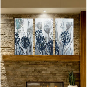 40" H x 60" W x 1.5" D Gray Indigo Field - Premium 3 Piece Wrapped Canvas Multi-Piece Image Print (SB52)