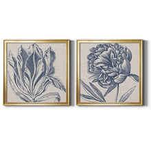 Load image into Gallery viewer, 17.5&quot; H x 35&quot; W x 1.5&quot; D Indigo Floral On Linen I - 2 Piece Print
