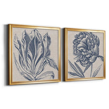 Load image into Gallery viewer, 17.5&quot; H x 35&quot; W x 1.5&quot; D Indigo Floral On Linen I - 2 Piece Print

