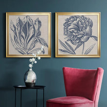 Load image into Gallery viewer, 17.5&quot; H x 35&quot; W x 1.5&quot; D Indigo Floral On Linen I - 2 Piece Print

