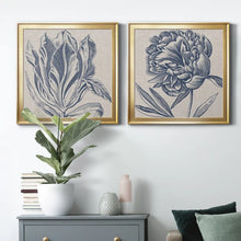 Load image into Gallery viewer, 17.5&quot; H x 35&quot; W x 1.5&quot; D Indigo Floral On Linen I - 2 Piece Print
