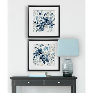 Navy Indigo Garden I 2 Piece Framed Print Set Black Frame #1422HW