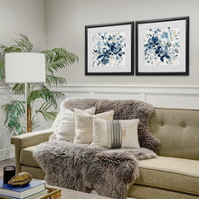 Load image into Gallery viewer, Navy Indigo Garden I 2 Piece Framed Print Set Black Frame #1422HW
