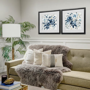 Navy Indigo Garden I 2 Piece Framed Print Set Black Frame #1422HW