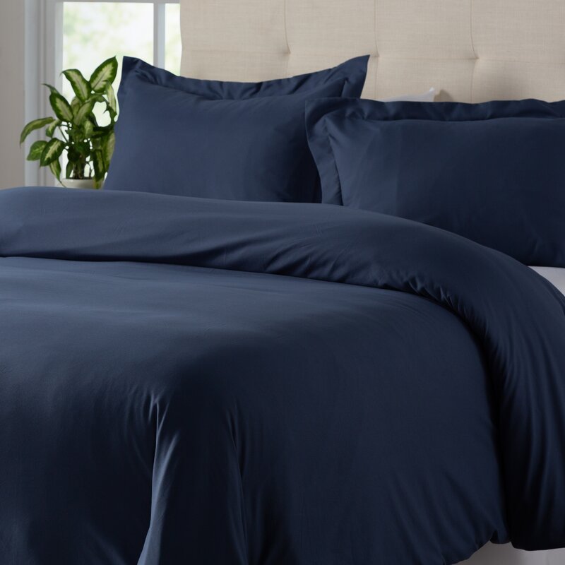 Twin Duvet Cover + 1 Twin Sham Indigo Microfiber 2 Piece Duvet Cover Set B53 128 ps