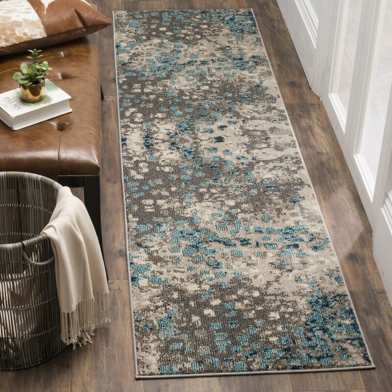 Indira Abstract Gray/Light Blue Area Rug