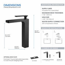 Load image into Gallery viewer, Matte Black Infinity Vessel Sink Bathroom Faucet, 8.7" H
