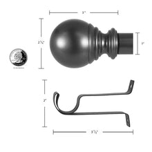 Load image into Gallery viewer, Inman Ball Telescoping Drapery Single Curtain Rod EC1413
