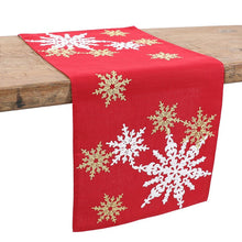 Load image into Gallery viewer, Irizarry Magical Snowflakes Crewel Embroidered Table Runner, 70&quot; L x 15&quot; W
