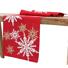 Load image into Gallery viewer, Irizarry Magical Snowflakes Crewel Embroidered Table Runner, 70&quot; L x 15&quot; W
