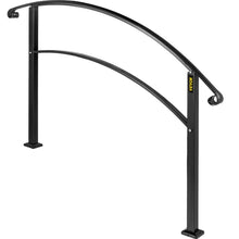 Load image into Gallery viewer, 41.7&quot; H x 36.4&quot; W x 3.9&quot; D Iron Step Handrail Stair Railing 1-3 Steps Adjustable Handrail Matte Black
