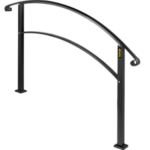 41.7" H x 36.4" W x 3.9" D Iron Step Handrail Stair Railing 1-3 Steps Adjustable Handrail Matte Black