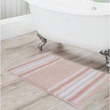 Load image into Gallery viewer, Irvine Blush Rectangular Polyester Non-Slip Striped Bath Rug #910ND
