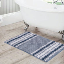 Load image into Gallery viewer, Irvine Rectangular Polyester Non-Slip Blue Striped Bath Rug (1448ND)

