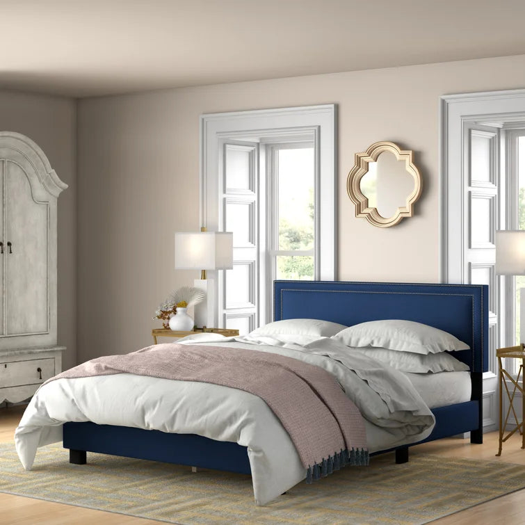 Isabela Upholstered Low Profile Platform Bed, Queen