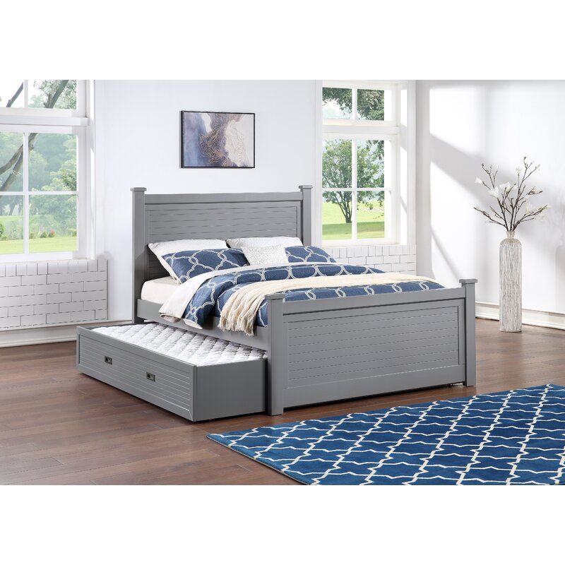 Isabella Full Solid Wood Platform Bed with Trundle by Harriet Bee MRM2588 (3 boxes)