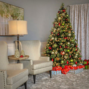 Isenhour Lighted Artificial Pine Christmas Tree, 7.5' H