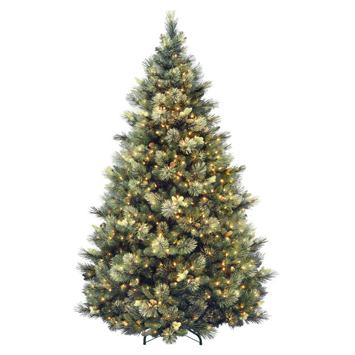 Isenhour Lighted Artificial Pine Christmas Tree, 7.5' H