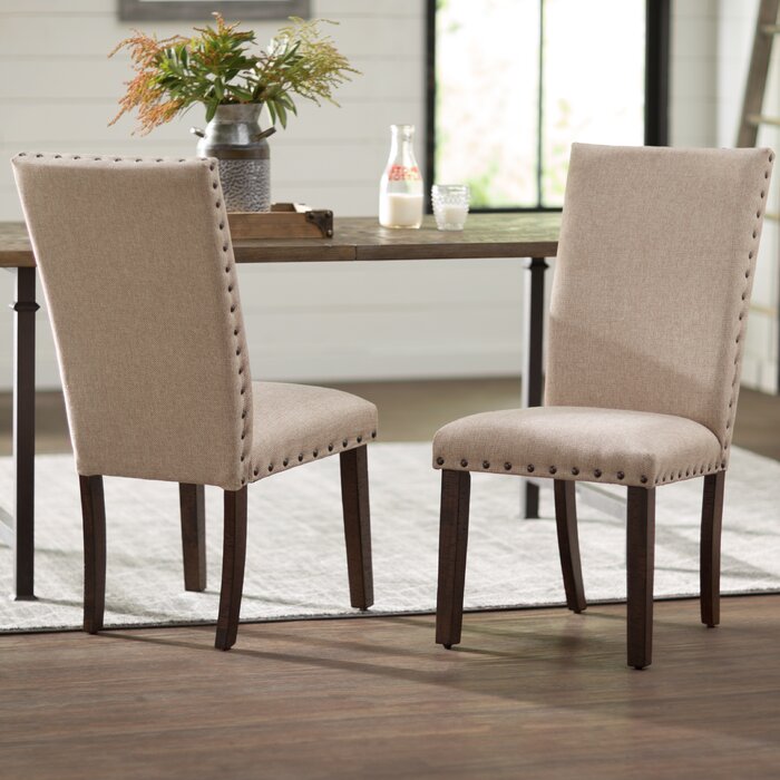 Ismay Linen Upholstered Dining Chair in Beige (Set of 2) #892HW